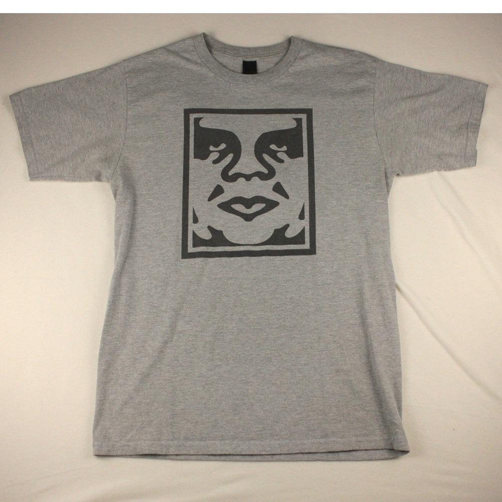 Obey Andre The Giant Face Icon Tee Gray Mens Medium Streetwear Graphic